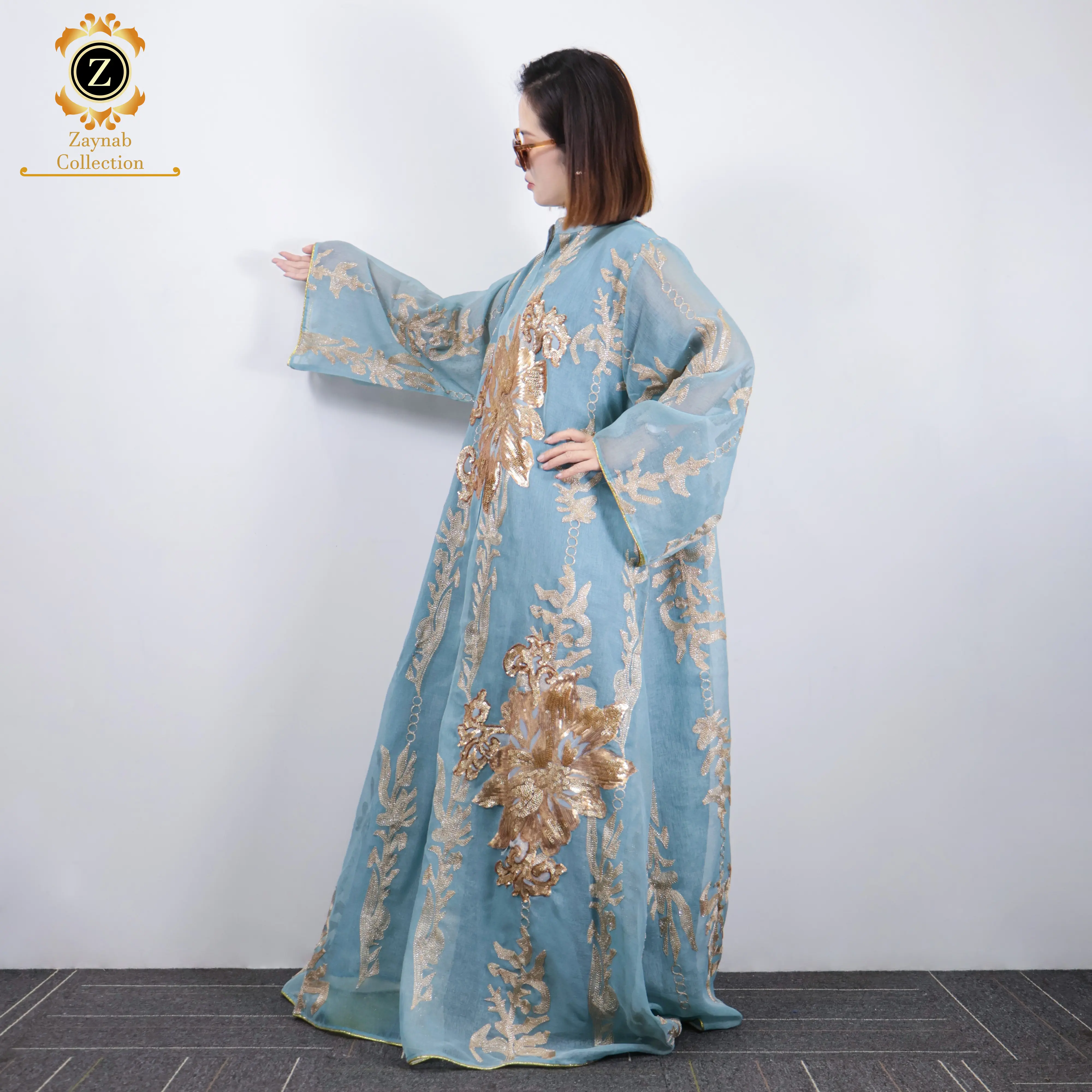 Zaynab Abaya de luxe Dubaï musulman mode à manches longues vêtements Abaya femmes robe musulmane Jalabiya Abaya