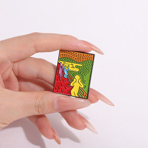 Spilla per pittura a <span class=keywords><strong>olio</strong></span> creativa con spilla per auto disco <span class=keywords><strong>di</strong></span> gatto nero Avocado <span class=keywords><strong>balena</strong></span> barca <span class=keywords><strong>di</strong></span> anatra topo corvo libro teschio <span class=keywords><strong>di</strong></span> fiori - Product Image 1