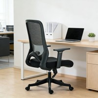 Chaise de bureau ergonomique à dossier haut pivotant, réglable en hauteur, avec accoudoirs fixes, pour le bureau à domicile