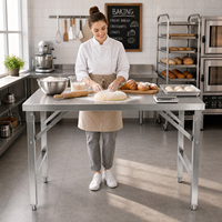 Bulkbestelling klaar: 304 Commerciële enkellaags, makkelijk te reinigen, vierkante poten, roestvrijstalen werktafel voor cateringkeuken