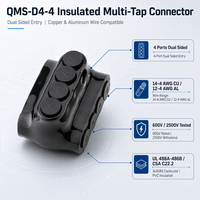Connecteur de câblage électrique double face homologué UL BAREP, 4 ports, 4-14 AWG, cosses mécaniques isolées multi-branches pour épissure de câble d'alimentation