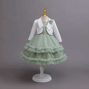 Abito da Principessa in Stile Europeo con Giacca in Pizzo, Vestito Elegante Rosso per Festa di Compleanno <span class=keywords><strong>Bambina</strong></span>, Set per Bambini 8 Anni - Product Image 5