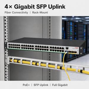 สวิตช์จัดการแบบ Layer 2 รุ่นใหม่ H3C S1850V3-52P-PWR-EI 48 พอร์ต Gigabit พร้อม QoS SNMP 4 พอร์ตออปติคอลกิกะบิต ควบคุมผ่านเว็บ LAN - Product Image 2