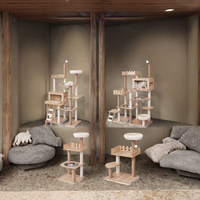 Grand arbre à chat en bois, griffoir multi-niveaux, meuble d'intérieur pour animaux de compagnie