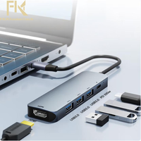 Stasiun Dok Aluminium logam 10 in 1, untuk USB 3.0 dengan Transfer Data 5GBPS untuk HP Laptop kantor