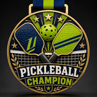 Médaille de tournoi de pickleball en métal personnalisée de haute qualité, en zinc doré, moulée sous pression, estampée et émaillée