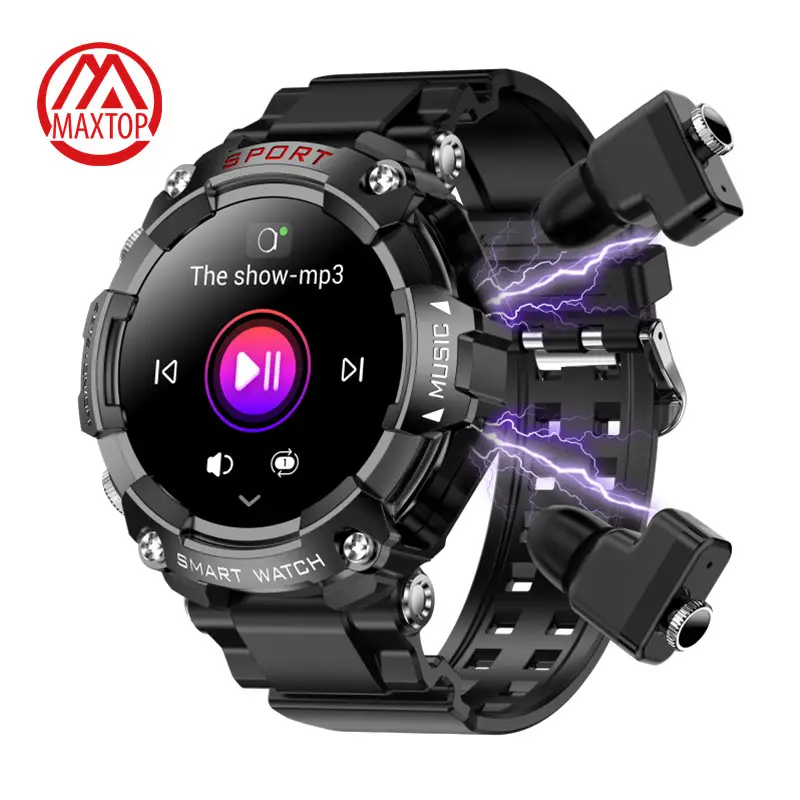Maxtop T96 Smartwatch À Prova D' Água Local Música TWS Fones De Ouvido Sem Fio 2 Em 1 Relógio Inteligente Com Fones De Ouvido Bluetooth