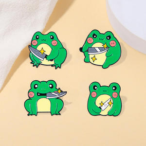 Sming Pins Rana cuchillo esmalte dibujos animados cuchillo Animal aleación solapa insignia estrella broche creativo