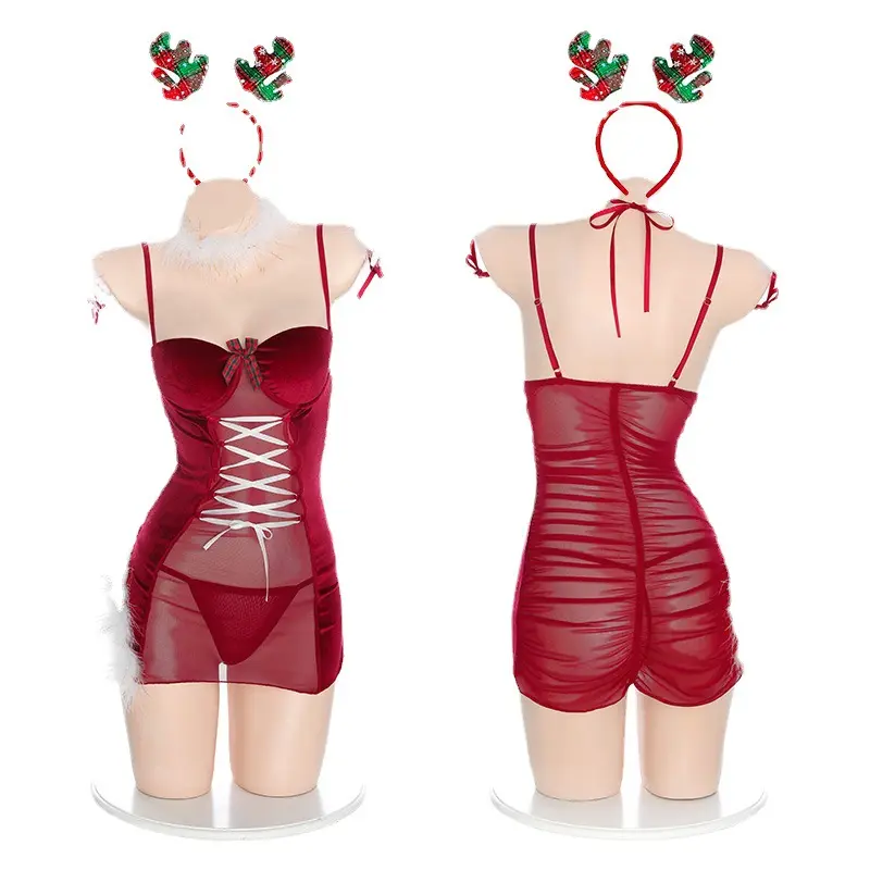 Junxi divinus presente de natal, conjunto de lingerie sexy, sutiã e calcinha
