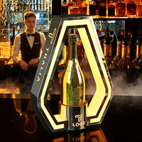 Expositor de Botellas de Licor con Iluminación LED, Diseño Poligonal Personalizado con Logotipo, para Servicio VIP, Presentador de Botellas de Champán