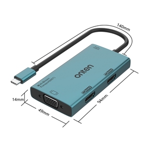 ONTEN M206 4K 60Hz 4-in-1 Type-C video chuyển đổi Adapter USB Hub kép HMI + VGA + 3.5mm giá rẻ giá trong kho - Product Image 4
