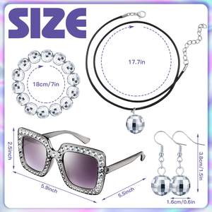 70s femmes <span class=keywords><strong>Disco</strong></span> Costume tenue paillettes métal paillettes accessoires de fête élégants - Product Image 2