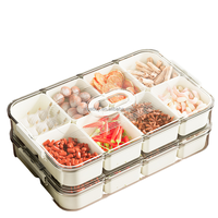 Boîte à snackle portable divisée à 8 grilles Boîte de rangement de snackle de qualité alimentaire Plateau de service alimentaire transparent avec couvercle pour réfrigérateur garde-manger