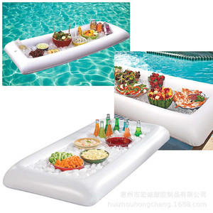 Inflatable Ice Bar 130x60cm White Floating Table For Pool Beverage And Fruit Tray With Ice Storage - Product Image 4