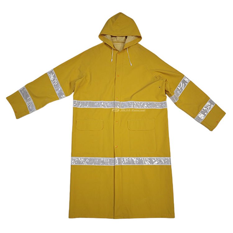 OEM Yellow Pvc Rain Coat Waterproof Raincoat Safety Pvc Polyester