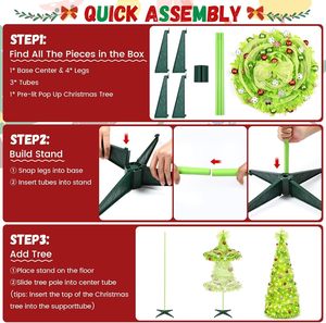 <span class=keywords><strong>Sapin</strong></span> <span class=keywords><strong>de</strong></span> <span class=keywords><strong>Noël</strong></span> pliable <span class=keywords><strong>pré</strong></span>-orné facile à assembler, avec décorations et ruban vert – Meilleures ventes - Product Image 6