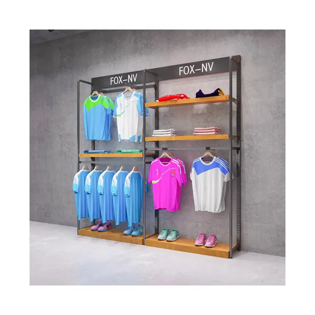 Kledingwinkel Display Rekken Heren Planken Gebogen Rekken Display Rekken Op De Muur Opknoping Kleding Vloer Type