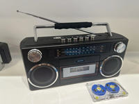 BT Retro Boombox Müzik Çalar Kaset Kaydedici Dahili Mikrofonlu 8000mAh Şarj Edilebilir AM FM SW Bant Radyo 3.5mm Kulaklık Girişli