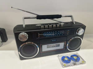 Lecteur de musique rétro BT Boombox, enregistreur de cassettes, lecteur <span class=keywords><strong>avec</strong></span> microphone intégré, radio AM FM SW rechargeable 8000mAh <span class=keywords><strong>avec</strong></span> prise casque 3,5 mm - Product Image 5