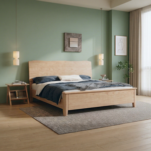 Scandinavian Solid Wood Platform <b>Bed</b> <b>Queen</b> <b>Size</b> Durable <b>Bed</b> Frame Modern Design - Product Image 1