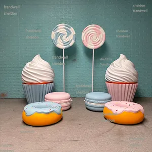 pastel lollipop macaroon cupcake decoration/ christmas fiberglasss donut desert props/ party candyland popsicles decoration fo