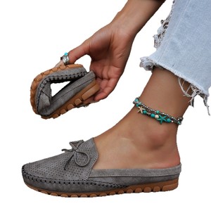 <span class=keywords><strong>Mocasines</strong></span> Perforados con Lazo Decorativo, Zapatos Casuales de <span class=keywords><strong>Mujer</strong></span> sin Talón de Cuero PU Transpirable, Venta al por Mayor de Fábrica Personalizada - Product Image 3