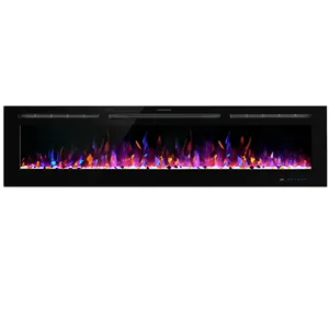 Benrocks 84 Inches Decorative Electric Fireplace Heater With Adjustable Temperature Realistic Flame Electric Fireplace Decor