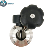 Vanne papillon sanitaire soudée en acier inoxydable SS316L avec volant de réglage micro-réglable