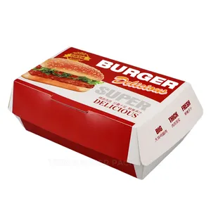 Wholesale Custom Print Food Grade Burger Box Cardboard Packaging Fast Food Fired Chicken Box