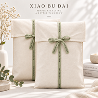 Pochette en toile de coton naturel avec ruban imprimé, logo personnalisé, sac cadeau pour bijoux et cosmétiques, réutilisable, écologique, recyclable, artisanat personnalisé