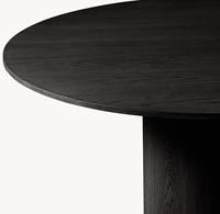 Table à manger ronde en bois massif moderne avec plateau en marbre pour hôtel et usage domestique