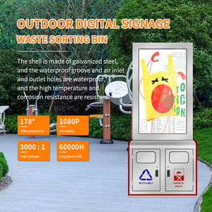 Cubo de basura de energía Solar para exteriores, caja de luz publicitaria con desplazamiento, reproductor de publicidad, tótem de cartelera para exteriores personalizado con cubo de basura - Product Image 5