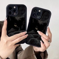 Coque de téléphone portable antichoc en TPU avec motif chat noir et impression photo, style objectif d'appareil photo, pour iPhone XR XS 11 12 13 14 15 16 17 18 Pro Max