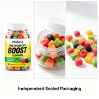 PEAK Pre Workout Boost Gummies 60 Buah Suplemen Diet Berbasis Tumbuhan Ekstrak Tanaman untuk Energi Pra-Latihan Bahan Bakar Latihan