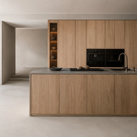 Meuble de cuisine contemporain en chêne avec armoires murales pleine hauteur et fours encastrés, armoires modulaires sur mesure pour résidence, approvisionnement en gros