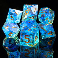 Jeu de dés DND pour Donjons et Dragons, dés en résine à bords tranchants, faits à la main, 7 accessoires, dés polyédriques pour jeux de rôle, bleu