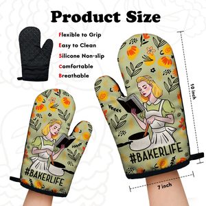 Ensemble de gants et de maniques de cuisine en silicone personnalisés avec sublimation, qualité alimentaire, résistants à la chaleur, compatibles lave-vaisselle - Product Image 6
