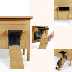 Maison pour chat sauvage, extérieure, isolation thermique, abri pour chat, imperméable, grande maison pour animaux de compagnie en bois pour plusieurs chats, échelle pliable - Product Image 3