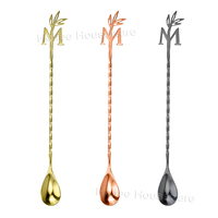 Cuillère à bar en forme de M personnalisée, agitateur pour boissons, en acier inoxydable de qualité alimentaire, écologique, avec tige spirale Ballerina pour mélanger les cocktails
