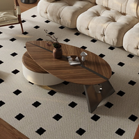 Nouvelle table basse moderne pour salon, design feuille, luxe léger, simple, en placage de noyer, avec rangement, pliable, écologique