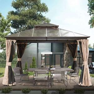 Pérgola Bioclimática de Policarbonato com Teto Duplo Permanente para Pátio Pequeno, <span class=keywords><strong>Gazebo</strong></span> Externo com Tela, Teto Rígido 10 x 12 - Product Image 1