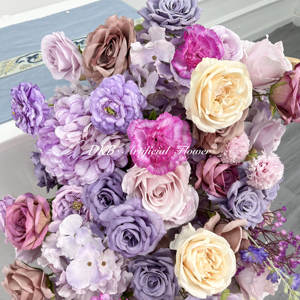 Factory cheap price wholesale wedding table decoration <b>light</b> purple short flower <b>runners</b> wedding table - Product Image 4