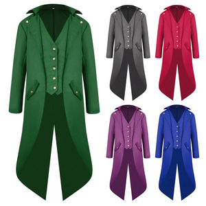 Kids Formal Ringmaster Tailcoat Halloween Costume Boys Jacket Vest Gold Buttons Steampunk Cosplay Party <strong>Dress</strong> Role Play Suits - Product Image 1