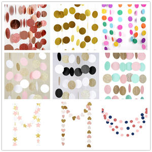 Fleurs colorées en papier de 2m pour les décorations de fête d'anniversaire Drapeaux en étoile et à pois Articles décoratifs à cordes - Product Image 2