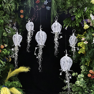 LANJO Elegante Encaje Blanco con Perlas Colgantes, Lirios del Valle, Accesorios para Eventos de Boda, Decoraciones Florales de Encaje para Bodas - Product Image 4