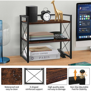 Máy tính để bàn kệ tổ chức, 2 Tầng Kệ văn phòng, gỗ bàn tổ chức Lưu trữ giá và freestanding hiển thị kệ - Product Image 5
