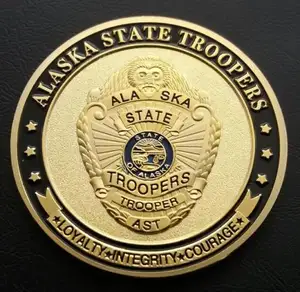 ALASKA STATE TROOPERS Loyal,Integrity & Courage Challenge Gold plated Commemorative Coin