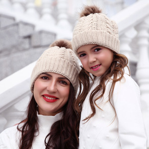 F354 2 pièces Chapeau mère et bébé Chapeau parent-enfant Chapeau assorti <span class=keywords><strong>pour</strong></span> la famille <span class=keywords><strong>Bonnet</strong></span> d'hiver en laine tricotée <span class=keywords><strong>Bonnet</strong></span> de ski - Product Image 4