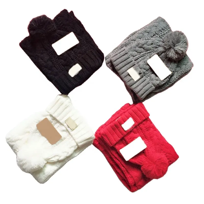 1 MOQ Dropshipping 2024 novos conjuntos de lenços e chapéus infantis para mulheres lenço de inverno personalizado de pele lisa conjunto de chapéus