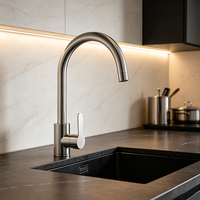 Robinet de cuisine monocommande monotrou en acier inoxydable 304 au design classique et moderne pour lavage